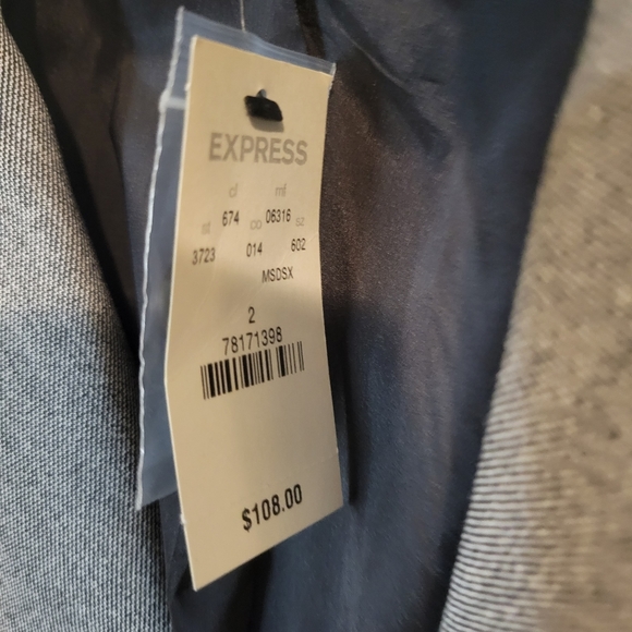 NWT Express Notch Collar Single Button Gray Black Fitted Blazer Size 2 - Picture 3 of 10